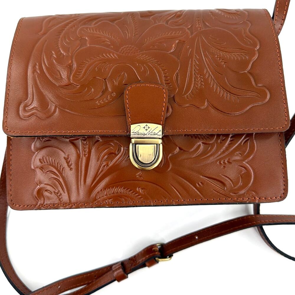 Patricia Nash Florence Brown Tooled Locri Crossbody Handbag One Size - Picture 4 of 11